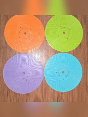 Retro Colorful Mini Discs Set of 4 – Vintage Toy Game Accessories –Fisher-Price